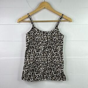 FRENCH LAUNDRY Brown White Cheetah Animal Print Cami‎ Camisole Top Size Small